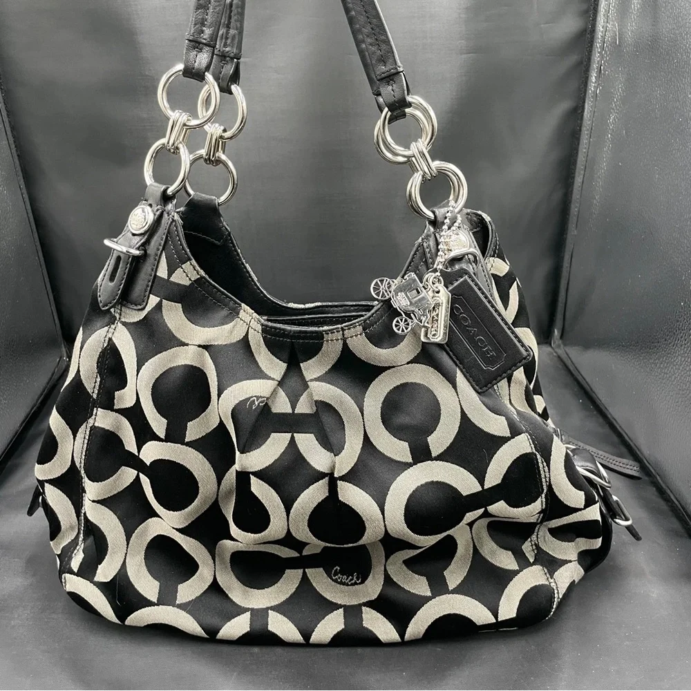Coach Black and Gray Maddison Maggie Hobo